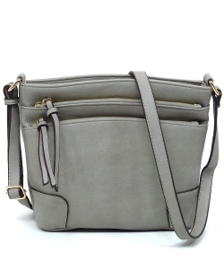 Fashion Multi Zip Pocket Crossbody Bag WU059 GRAY